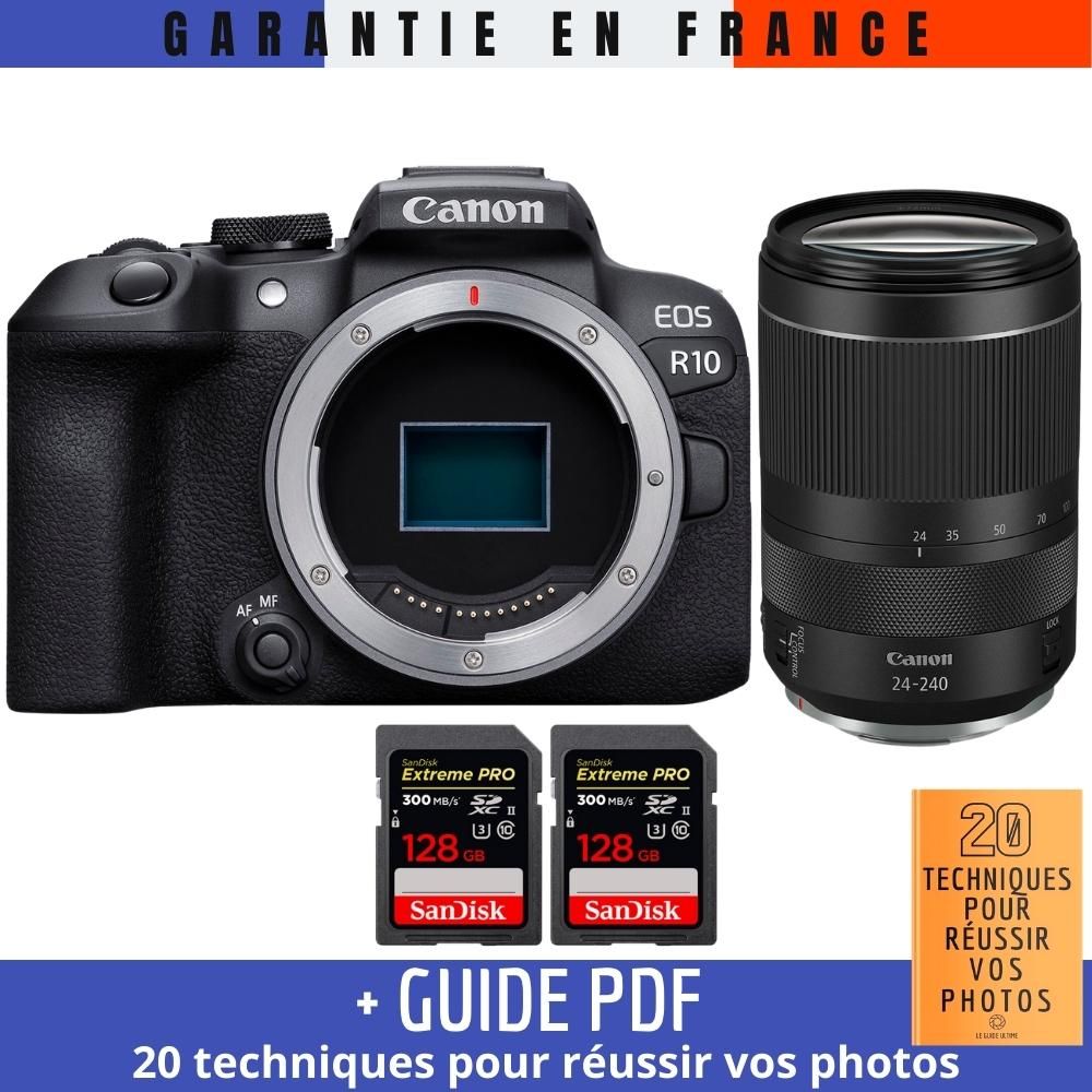 Canon EOS R10 + RF 24-240mm F4-6.3 IS USM Lens + 2 SanDisk 128GB Extreme PRO UHS-II SDXC Cards