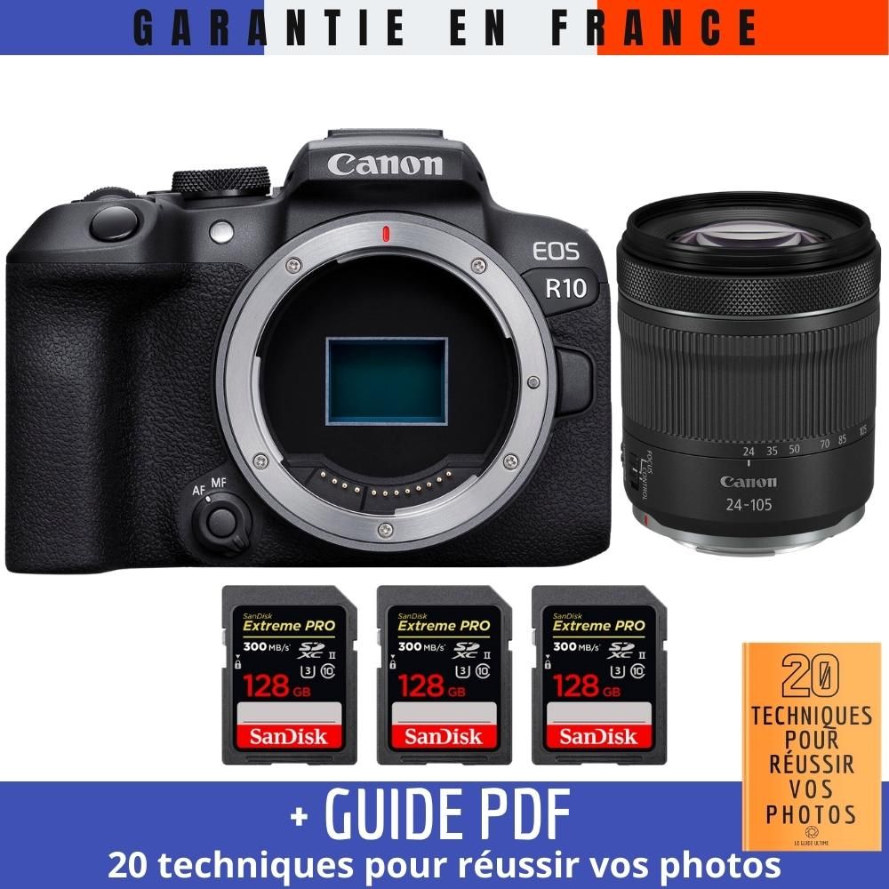 Canon EOS R10 + RF 24-105mm F4-7.1 IS STM Kit + 3x SanDisk 128GB Extreme PRO UHS-II SDXC Memory Cards