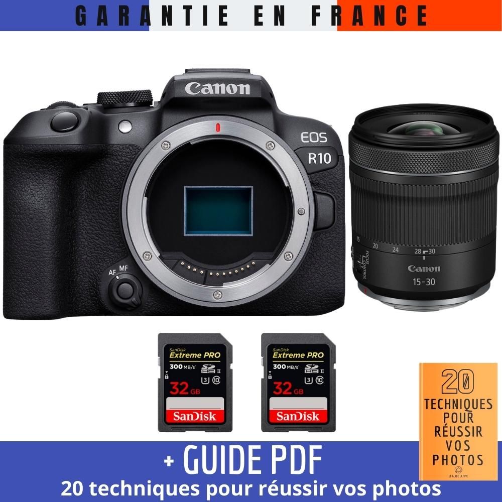 Canon EOS R10 + RF 15-30mm F4.5-6.3 IS STM + 2x SanDisk 32GB Extreme PRO UHS-II SDXC 300MB/s + '20 TECHNIQUES POUR RÉUSSIR VOS PHOTOS