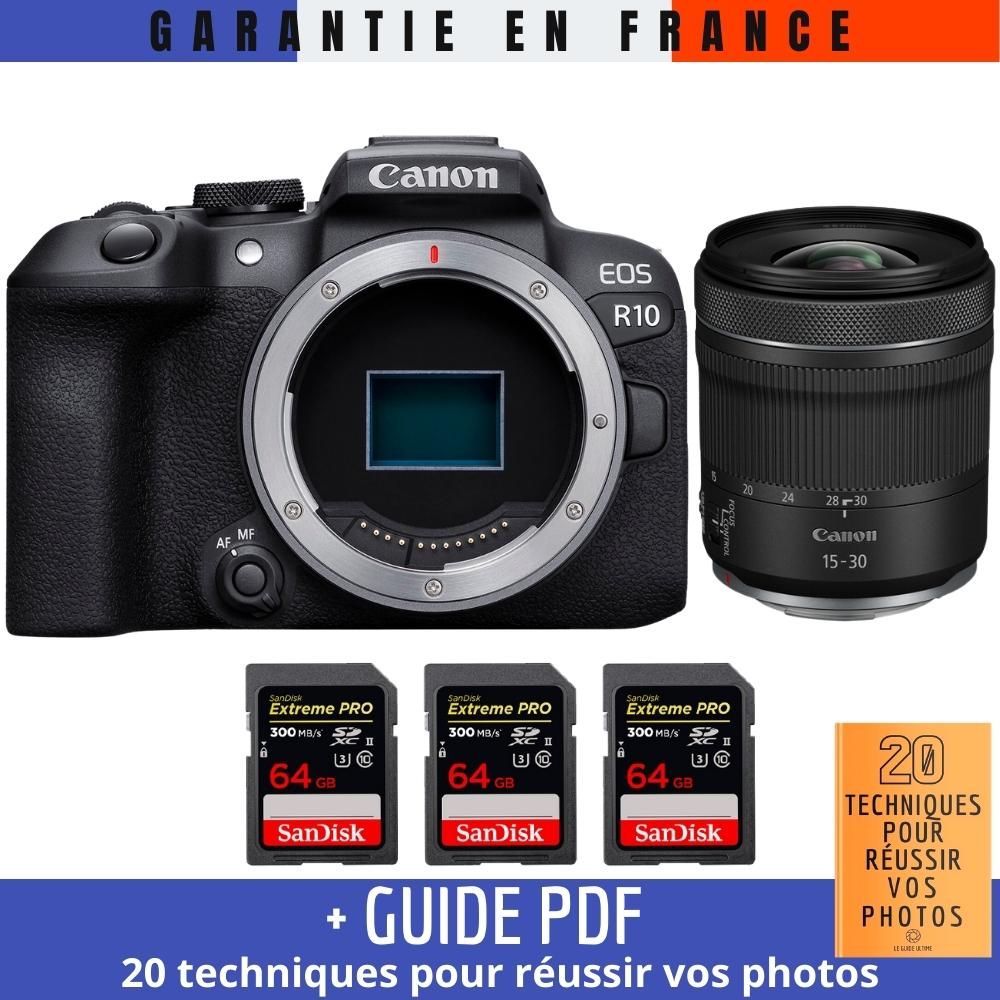 Canon EOS R10 + RF 15-30mm F4.5-6.3 IS STM + 3 SanDisk 64GB Extreme PRO UHS-II SDXC 300MB/s Memory Cards
