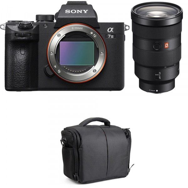 Sony Alfa 7 III con lente FE 24-70mm f/2.8 GM y bolsa