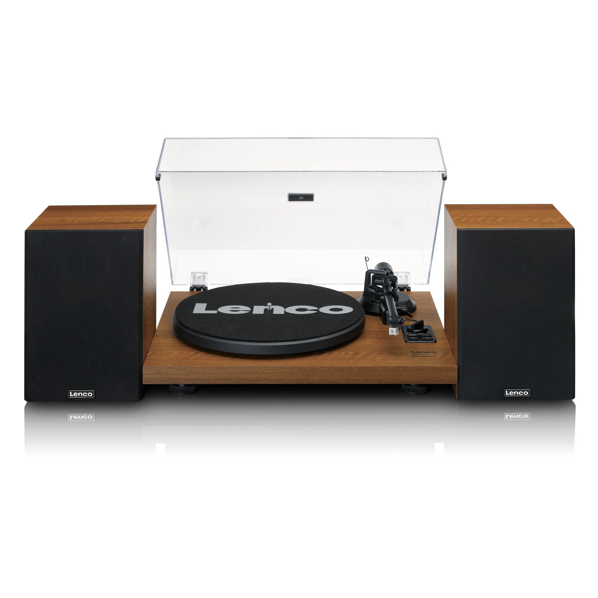 Lenco LS-480WD - Bluetooth Vinyl Turntable with 2 Wooden External Speakers and 2 x 30 watts RMS