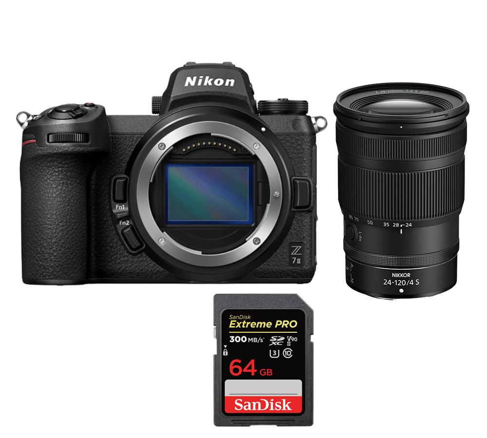 Kit Nikon Z7 II con lente 24-120 mm y tarjeta SDXC Pro Extrema de 64 GB