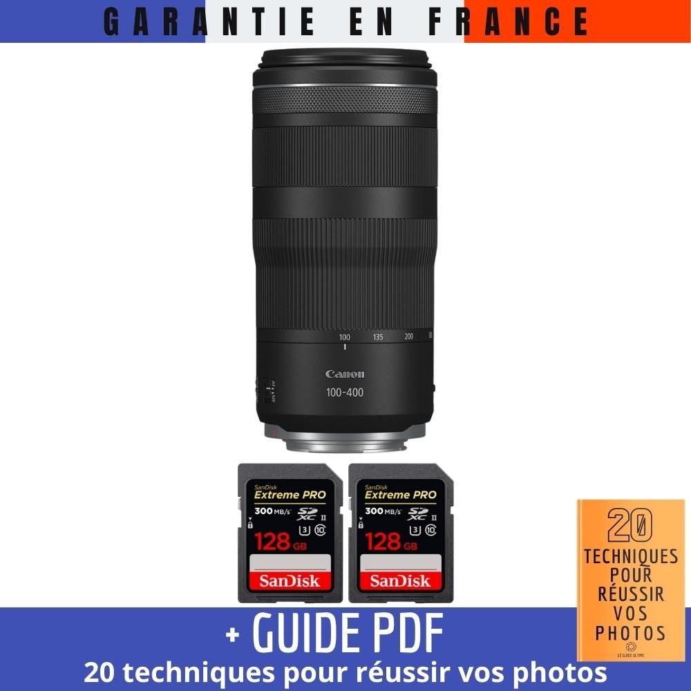 Canon RF 100-400mm f/5.6-8 IS USM Lens + 2x 128GB SanDisk Extreme PRO UHS-II SDXC Cards