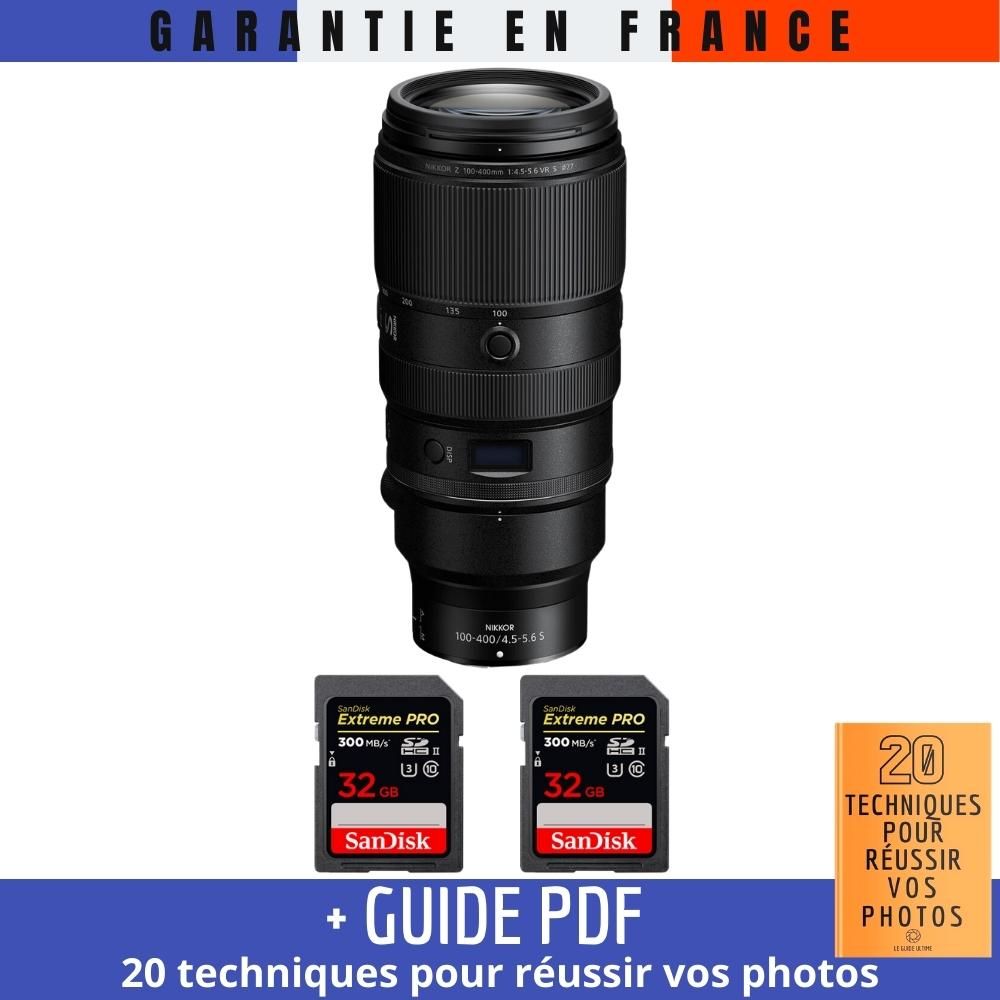 Nikon Z 100-400mm f/4.5-5.6 VR S Lens + 2x 32GB SanDisk Extreme PRO UHS-II SDXC Cards