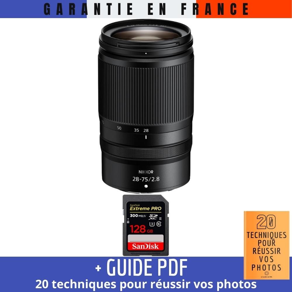 Nikon Z 28-75mm f/2.8 Lens + 1 SanDisk 128GB Extreme PRO UHS-II SDXC Card (300MB/s) + '20 Techniques for Successful Photos' Guide