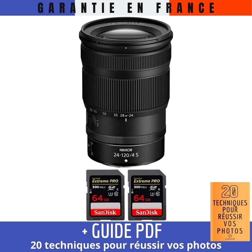 Nikon Z 24-120mm f/4 S Lens + 2x 64GB SanDisk Extreme PRO UHS-II SDXC Cards