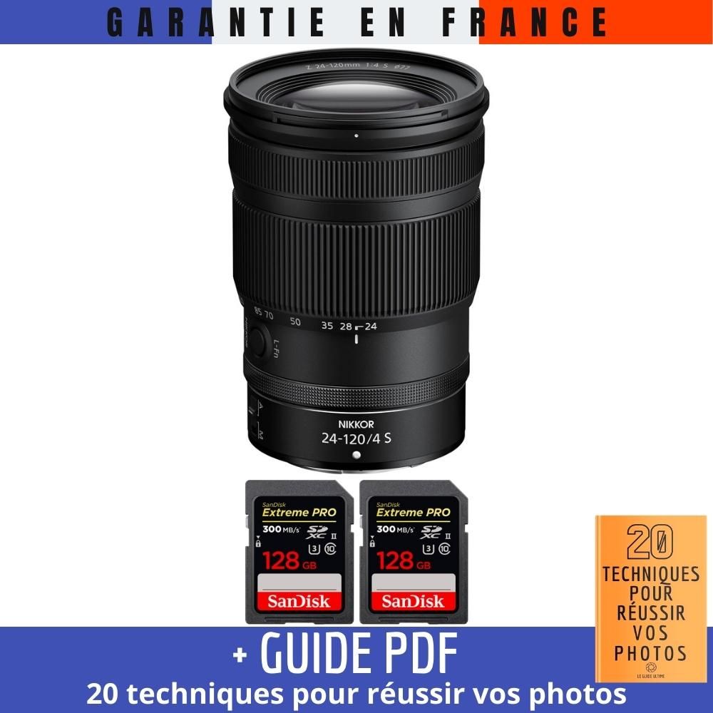 Nikon Z 24-120mm f/4 S Lens + 2x 128GB SanDisk Extreme PRO UHS-II SDXC Memory Cards + '20 Techniques for Succeeding in Photography' Guide