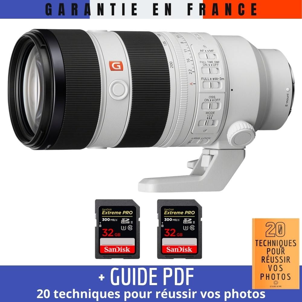 Sony FE 70-200mm F2.8 GM OSS II Lens + 2 SanDisk 32GB Extreme PRO UHS-II SDXC Cards + '20 TECHNIQUES POUR RÉUSSIR VOS PHOTOS' Guide