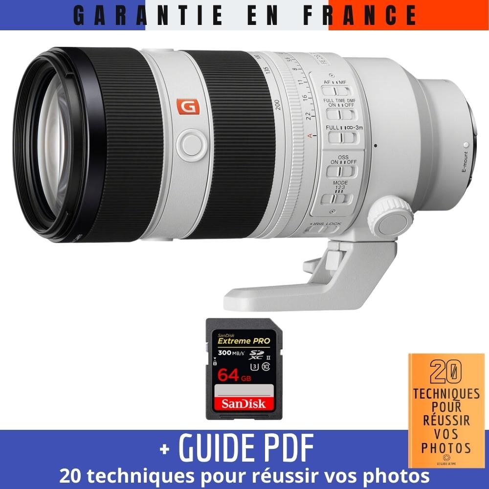 Sony FE 70-200mm F2.8 GM OSS II Lens + 1 SanDisk 64GB Extreme PRO UHS-II SDXC Card + '20 TECHNIQUES POUR RÉUSSIR VOS PHOTOS' Guide