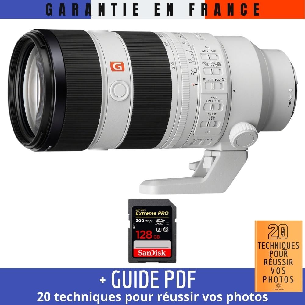 Sony FE 70-200mm F2.8 GM OSS II Lens + 1 SanDisk 128GB Extreme PRO UHS-II SDXC Card + '20 TECHNIQUES POUR RÉUSSIR VOS PHOTOS' Guide