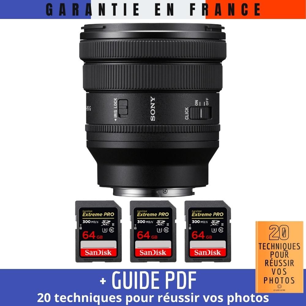 Sony FE 16-35mm PZ F4 G Lens + 3 SanDisk 64GB Extreme PRO UHS-II SDXC Cards (300MB/s) + '20 TECHNIQUES POUR RÉUSSIR VOS PHOTOS' Guide