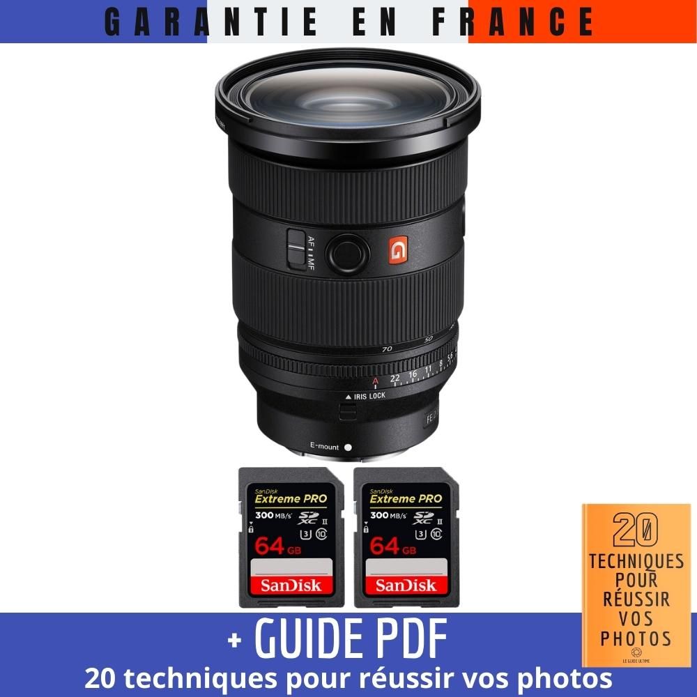 Sony FE 24-70mm F2.8 GM II Lens + 2 SanDisk 64GB Extreme PRO UHS-II SDXC Cards + '20 TECHNIQUES POUR RÉUSSIR VOS PHOTOS' Guide
