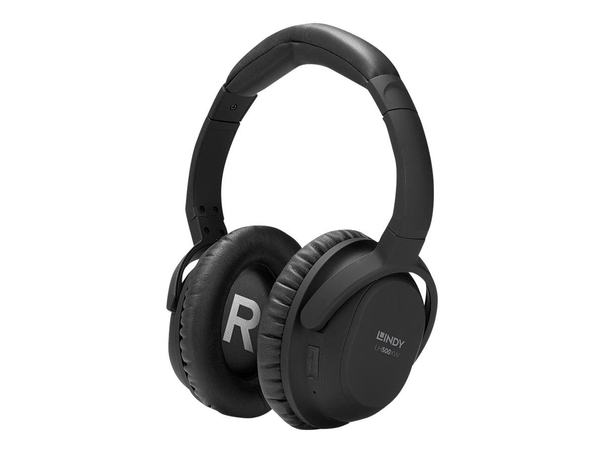 Lindy LH500XW - Bluetooth Headphones with Microphone - Active Noise Cancellation - 3.5mm Jack - Black