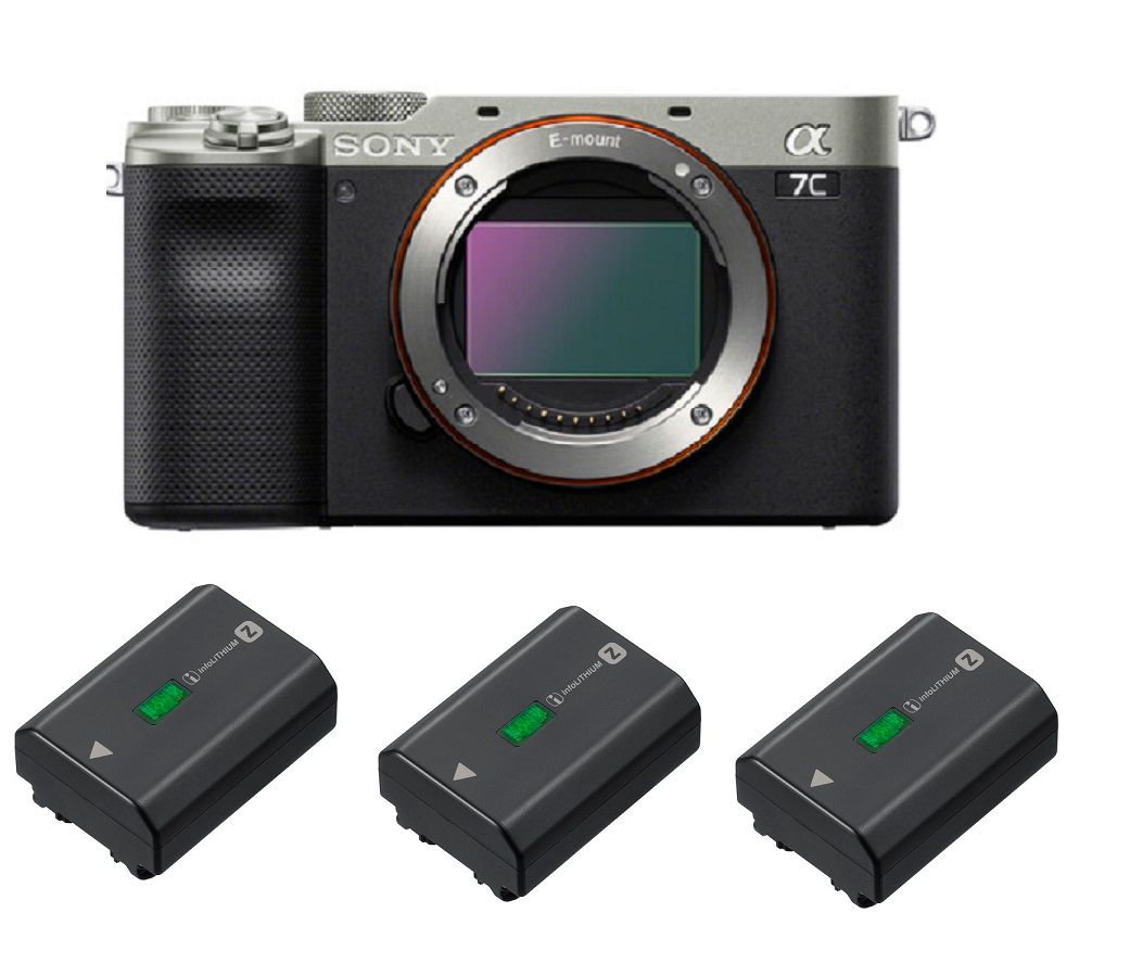 Sony Alpha a7C Argent avec 3 Batteries Sony NP-FZ100