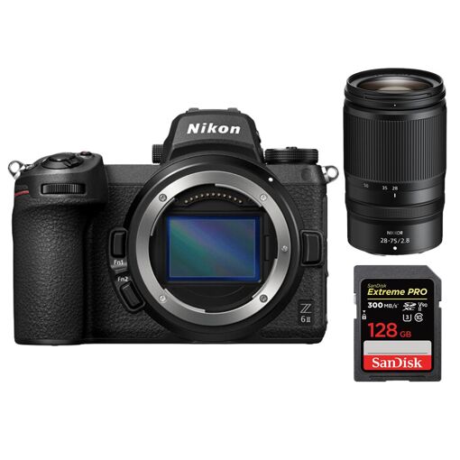 Kit Nikon Z6 II Cámara sin espejo con lente Z 28-75 mm f/2.8 NIKKOR y tarjeta SanDisk 128 GB Extreme Pro SDXC UHS-II