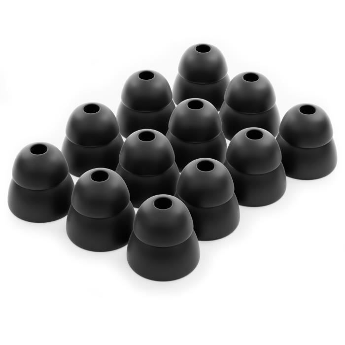 OKULI Silicone Ear Tips - Double-Layered, Noise Isolation for Headphones (12 Pieces, Black, Size: One Size Fits Most)