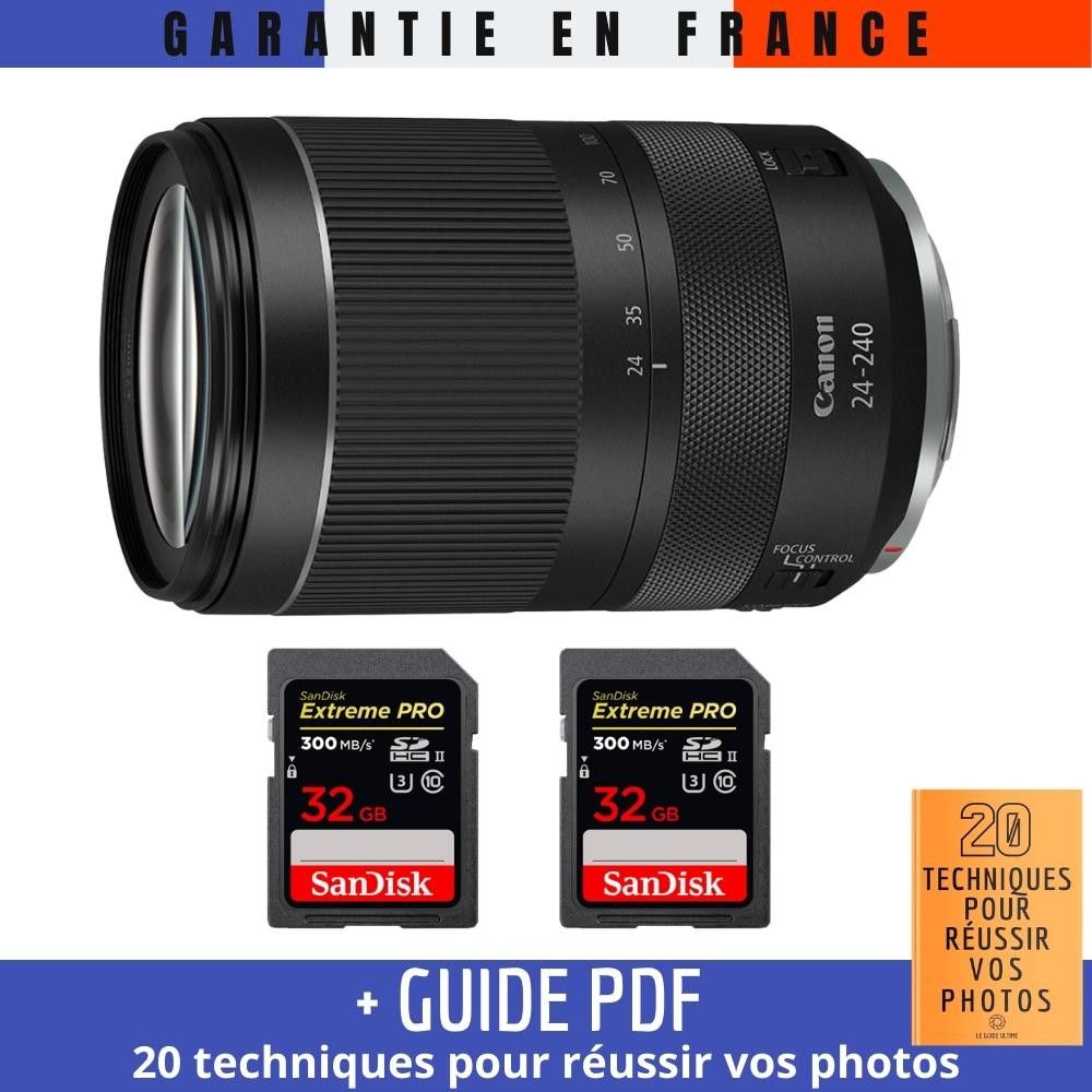 Canon RF 24-240mm f/4-6.3 IS USM Lens + 2 SanDisk 32GB UHS-II Cards