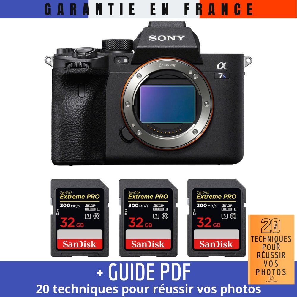 Sony A7S III Body + 3 SanDisk 32GB Extreme PRO UHS-II SDXC Cards (300MB/s) + MCZ DIRECT '20 Techniques for Successful Photos Guide