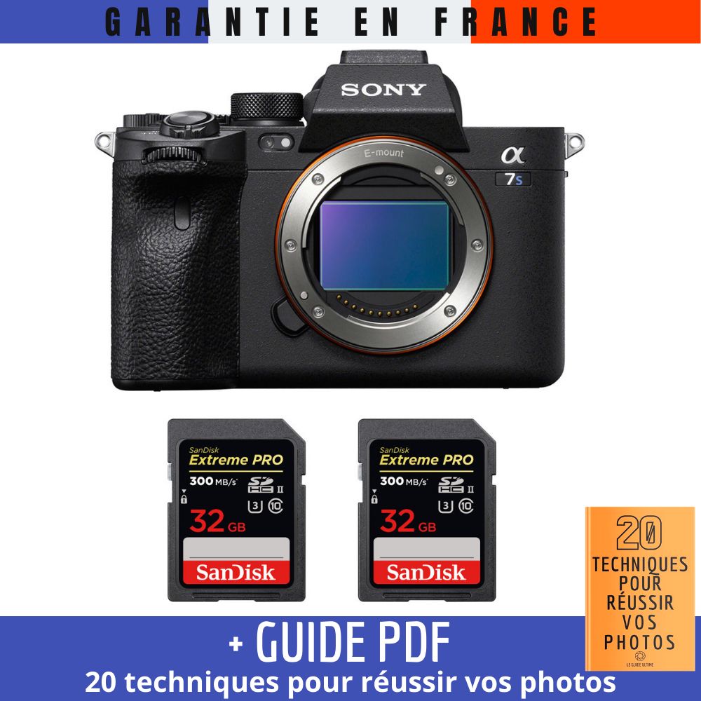 Sony A7S III Nu + 2 SanDisk 32GB Extreme PRO UHS-II SDXC 300 MB/s + Guide PDF MCZ DIRECT '20 Techniques for Successful Photos