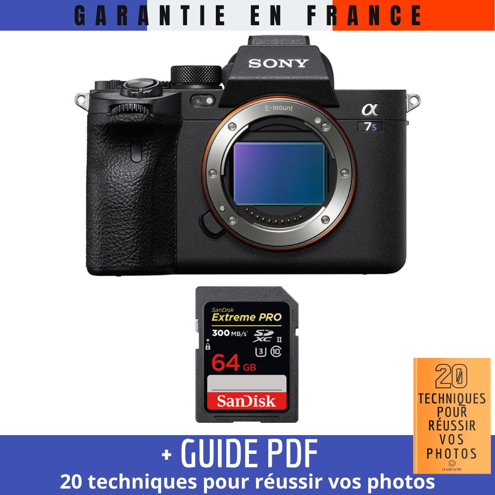 Sony A7S III Camera + SanDisk 64GB Extreme PRO UHS-II SDXC Card + '20 Techniques for Succeeding with Photos' Guide PDF