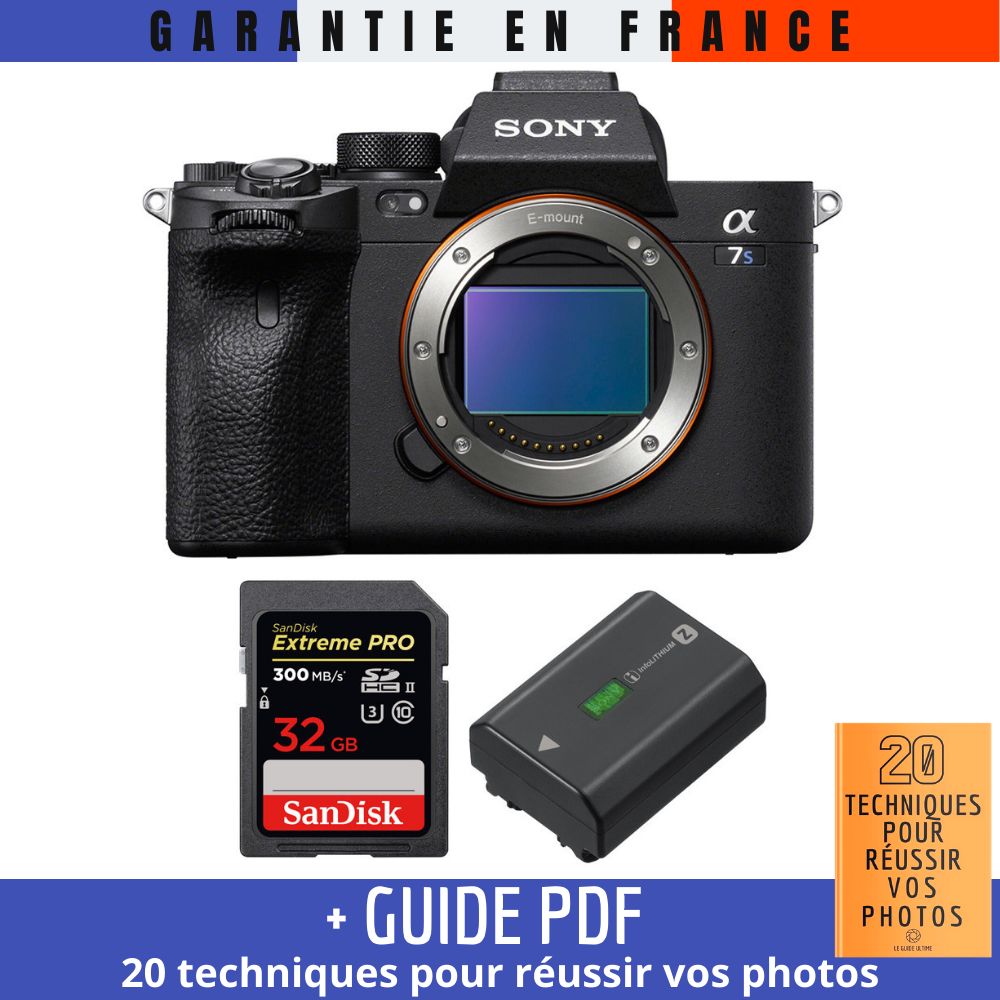 Sony A7S III Nu + SanDisk 32GB Extreme PRO UHS-II 300MB/s + Sony NP-FZ100 + Guide PDF MCZ DIRECT '20 Techniques pour réussir vos photos