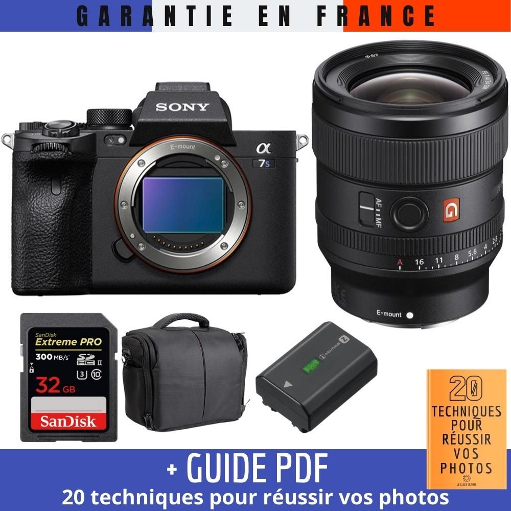 Sony A7S III Mirrorless Camera + FE 24mm F1.4 GM Lens + SanDisk 32GB Extreme PRO UHS-II SDXC Card + NP-FZ100 Battery + Bag + Guide: 20 TECHNIQUES POUR RÉUSSIR VOS PHOTOS