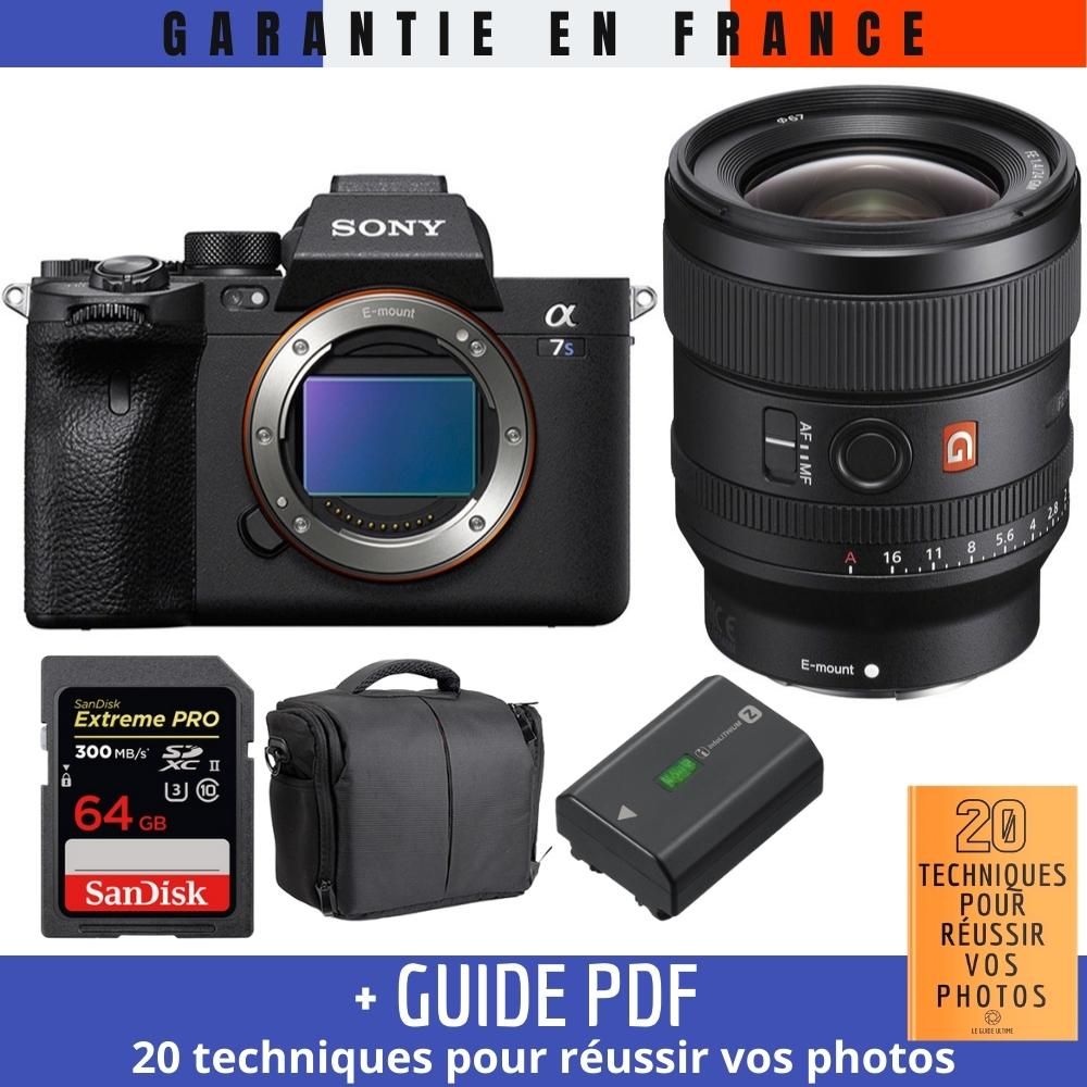Sony A7S III Mirrorless Camera + FE 24mm F1.4 GM Lens + SanDisk 64GB Extreme PRO UHS-II SDXC Card + NP-FZ100 Battery + Case + Guide: 20 TECHNIQUES POUR RÉUSSIR VOS PHOTOS