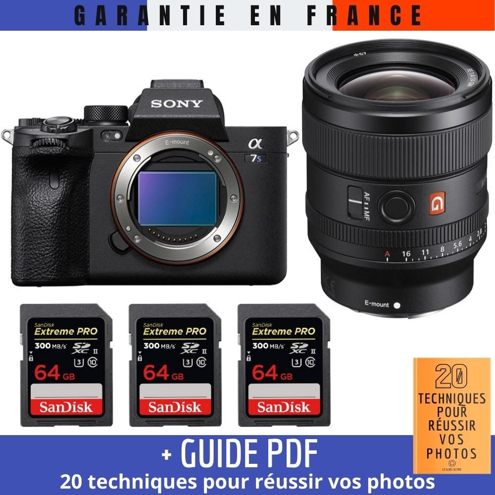 Sony A7S III Mirrorless Camera + FE 24mm F1.4 GM Lens + 3 SanDisk 64GB Extreme PRO UHS-II SDXC Cards (300 MB/s) + '20 TECHNIQUES POUR RÉUSSIR VOS PHOTOS' Guide