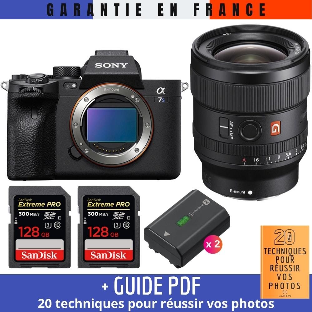 Sony A7S III Camera with FE 24mm F1.4 GM Lens + 2x SanDisk 128GB Extreme PRO UHS-II SDXC Cards + 2x Sony NP-FZ100 Batteries + Guide PDF '20 TECHNIQUES POUR RÉUSSIR VOS PHOTOS', 6K, 12.1MP, Full Frame