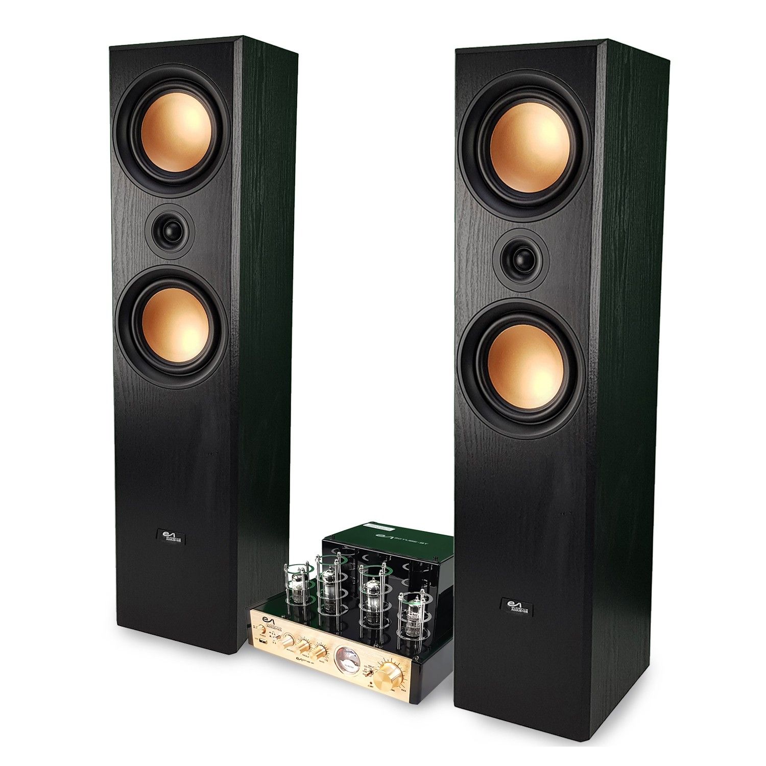 Evidence Acoustics EA800-PG Hi-Fi/Home Cinema Speakers - 2x500W PMPO, Tube Amplifier EA-50TUBE-BT Stereo Vintage