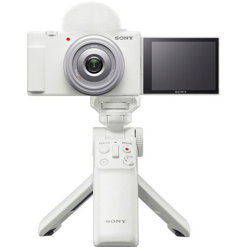 Sony ZV-1F Vlogging Camera (White) + Sony GP-VPT2BT White