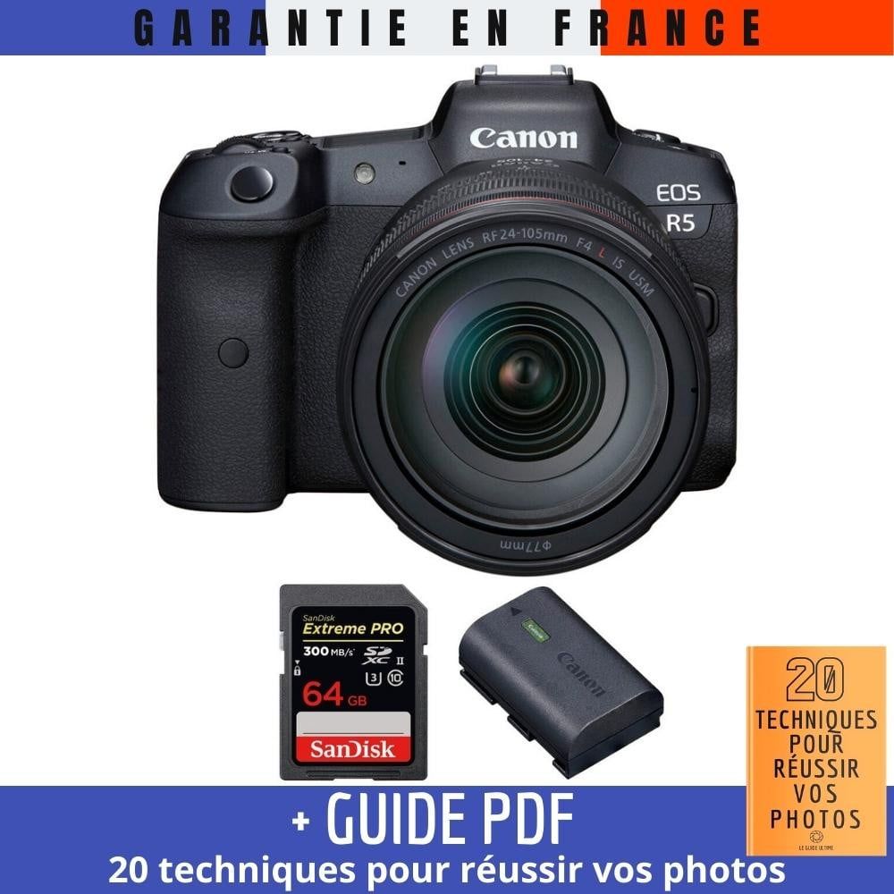Canon EOS R5 + RF 24-105mm F4L IS USM + SanDisk 64GB Extreme PRO UHS-II SDXC 300 MB/s + Canon LP-E6NH + Guide PDF MCZ DIRECT '20 TECHNIQUES POUR RÉUSSIR VOS PHOTOS