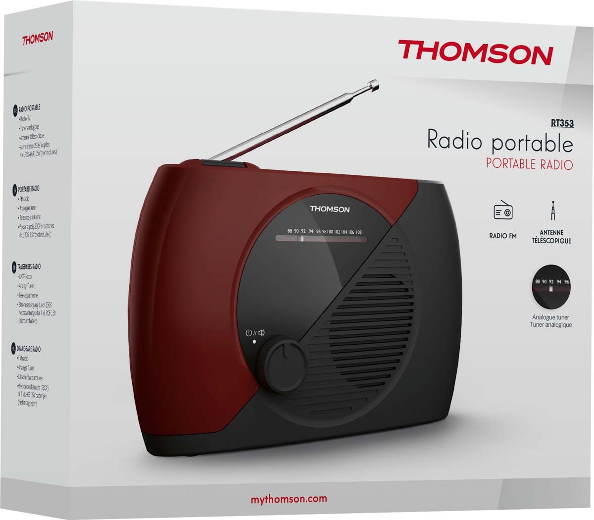 Thomson RT353 Analog FM Radio (Red)