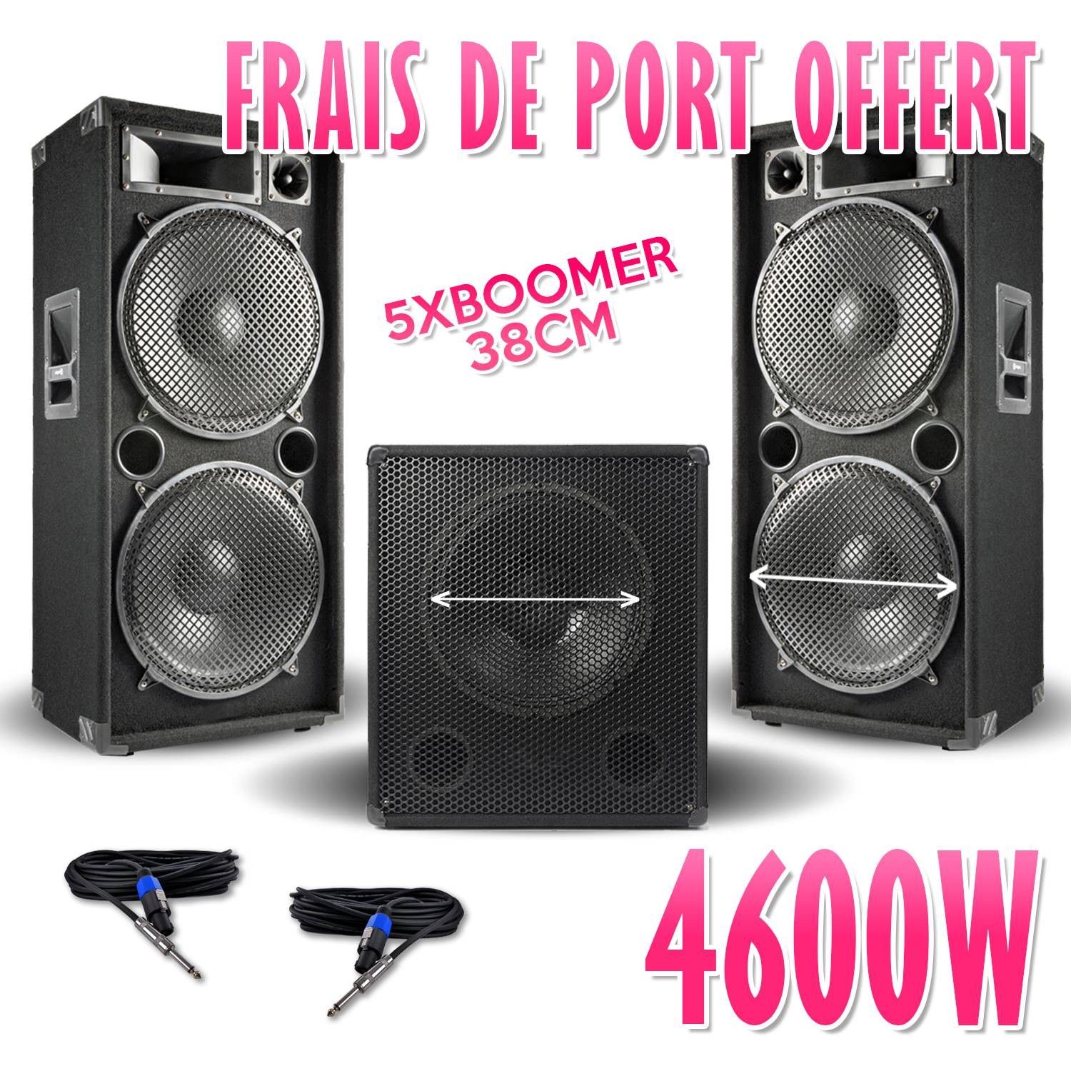 Bm Sonic Pack 4600W Sub38 - 2 15" Speakers + Cables