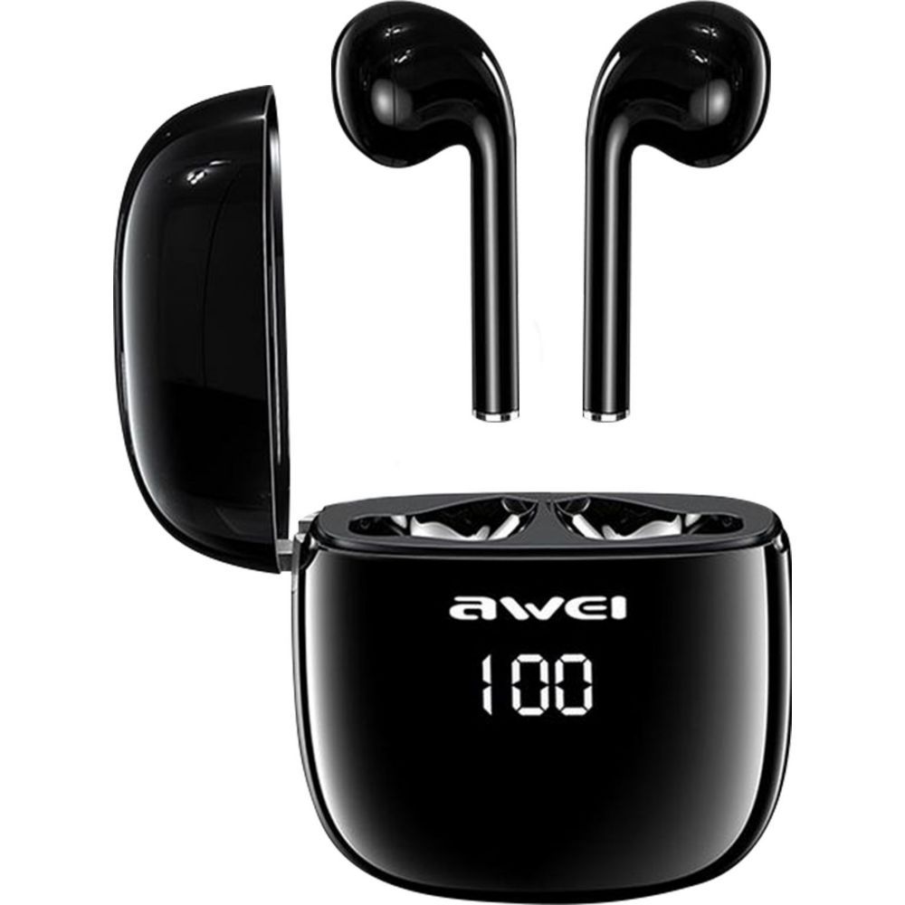 AWEI Wireless Earbuds with LED Case - Black (IPX6 Waterproof)