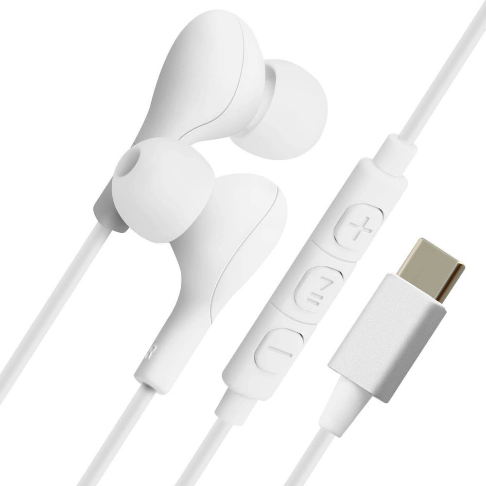 4 Smarts Wired USB-C In-Ear Headphones - White (Size: Small, Color: White, Capacity: N/A)