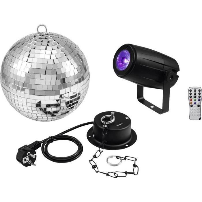 Ensemble de boule à facettes Eurolite avec éclairage LED et moteur de 20 cm