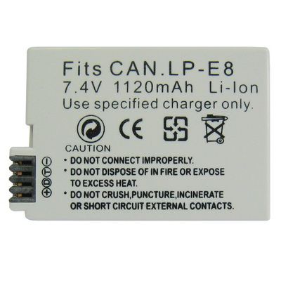 Batería recargable Canon LP-E8, 7,4 V, 1120 mAh