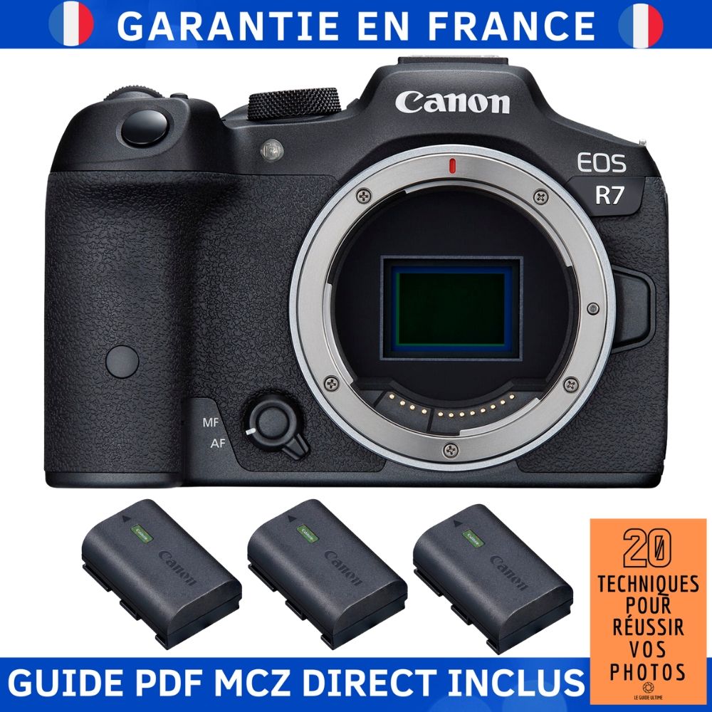 Canon EOS R7 Body + 3 Canon LP-E6NH + Guide PDF MCZ DIRECT: 20 Techniques for Successful Photos
