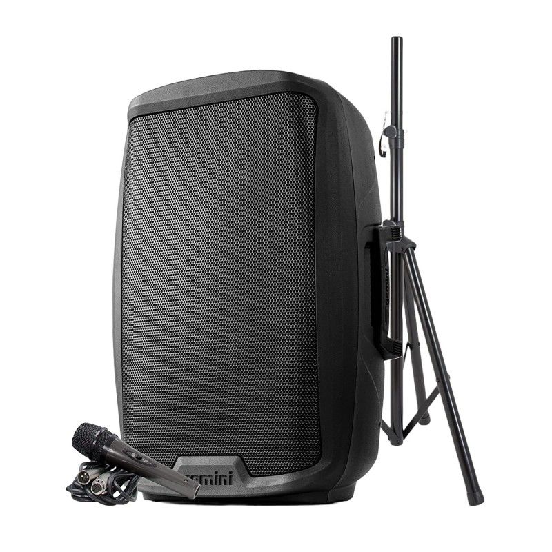 Gemini AS-2115BT-PK Active Speaker, 15" Boomer, 2000W Power, USB/SD Bluetooth Radio FM, TWS, Stand, Microphone