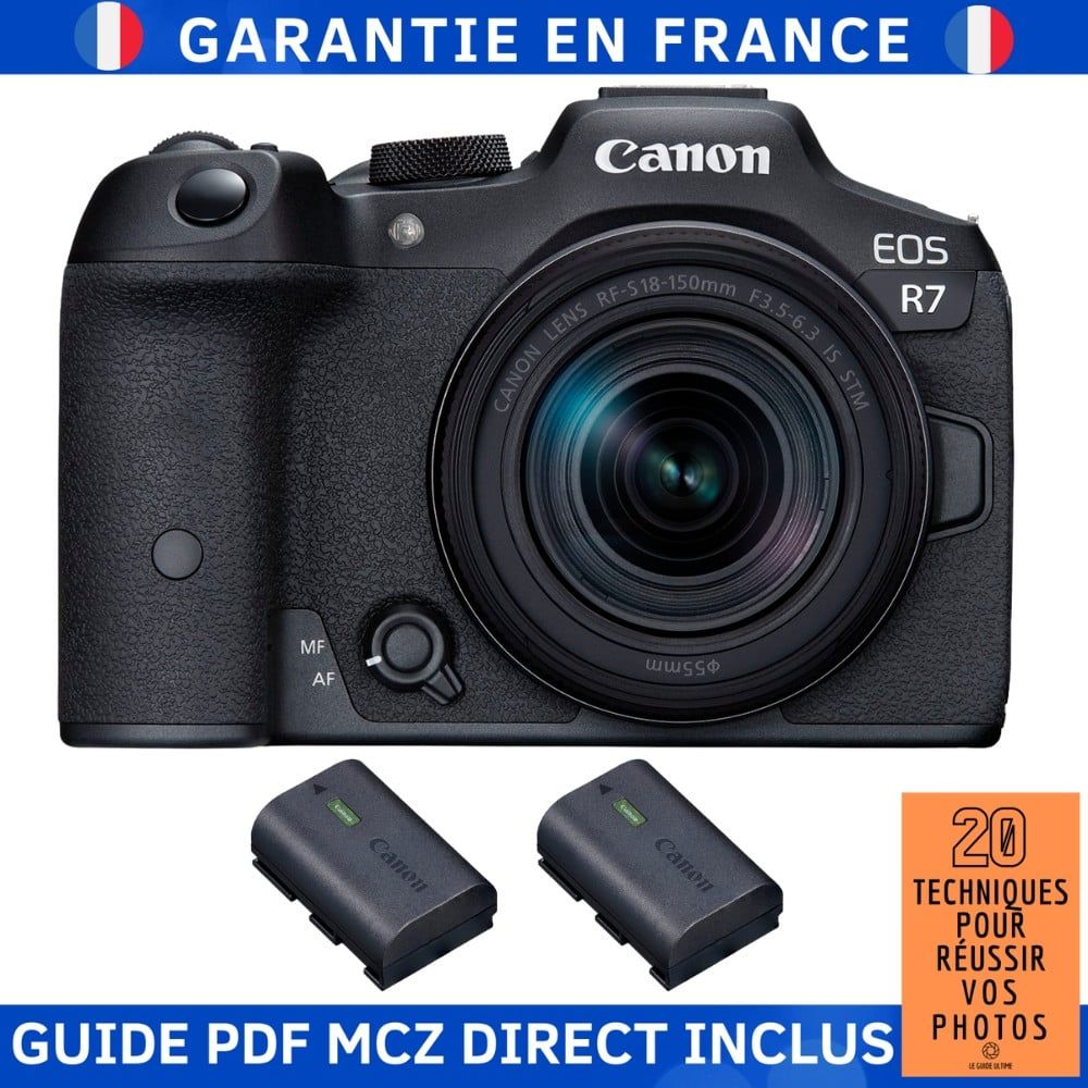 Canon EOS R7 + RF-S 18-150mm STM Lens + 2 Canon LP-E6NH Batteries + MCZ DIRECT Guide: 20 Techniques to Succeed at Photography