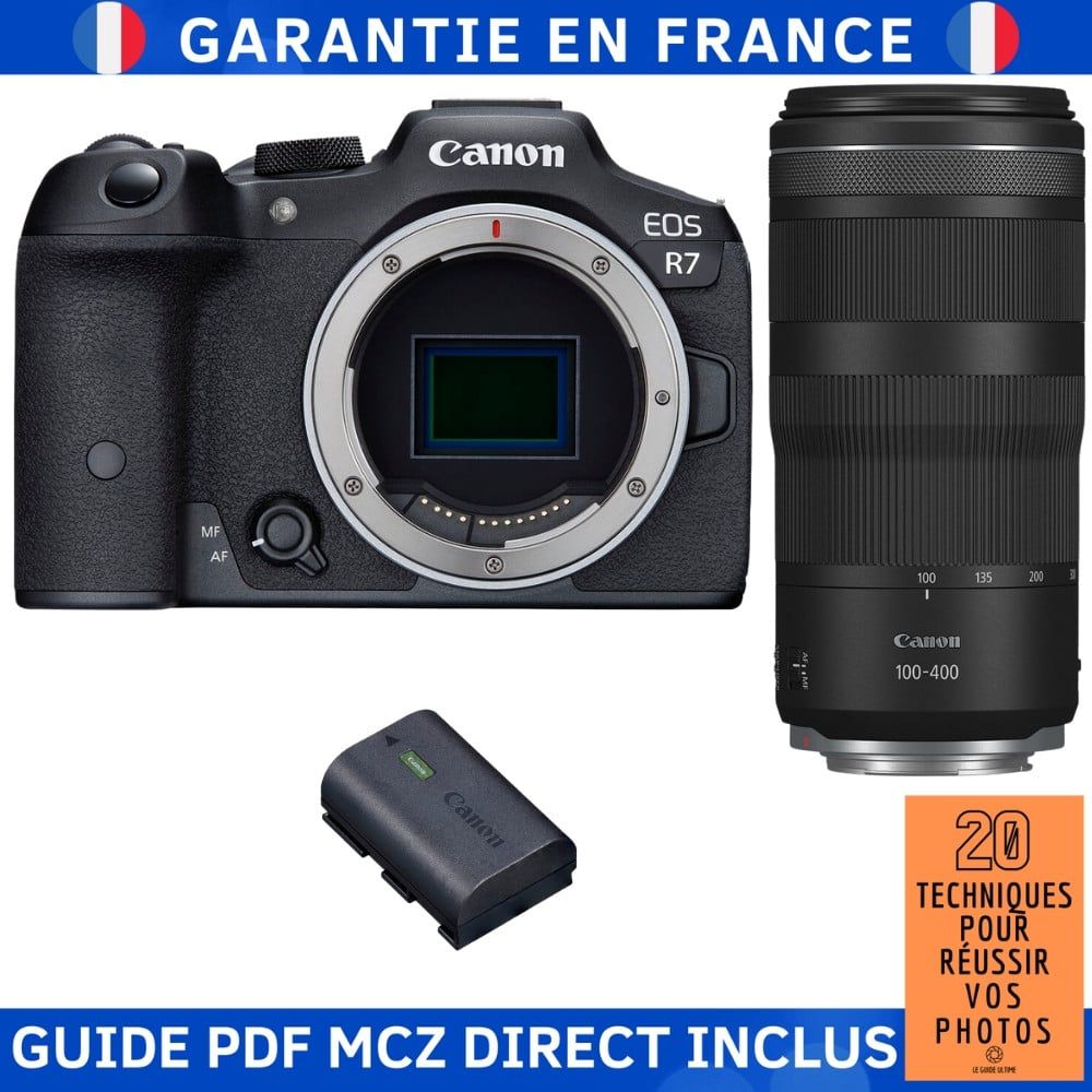 Canon EOS R7 + RF 100-400mm IS Lens + LP-E6NH Battery + MCZ Direct Guide: 20 Techniques for Success in Photography