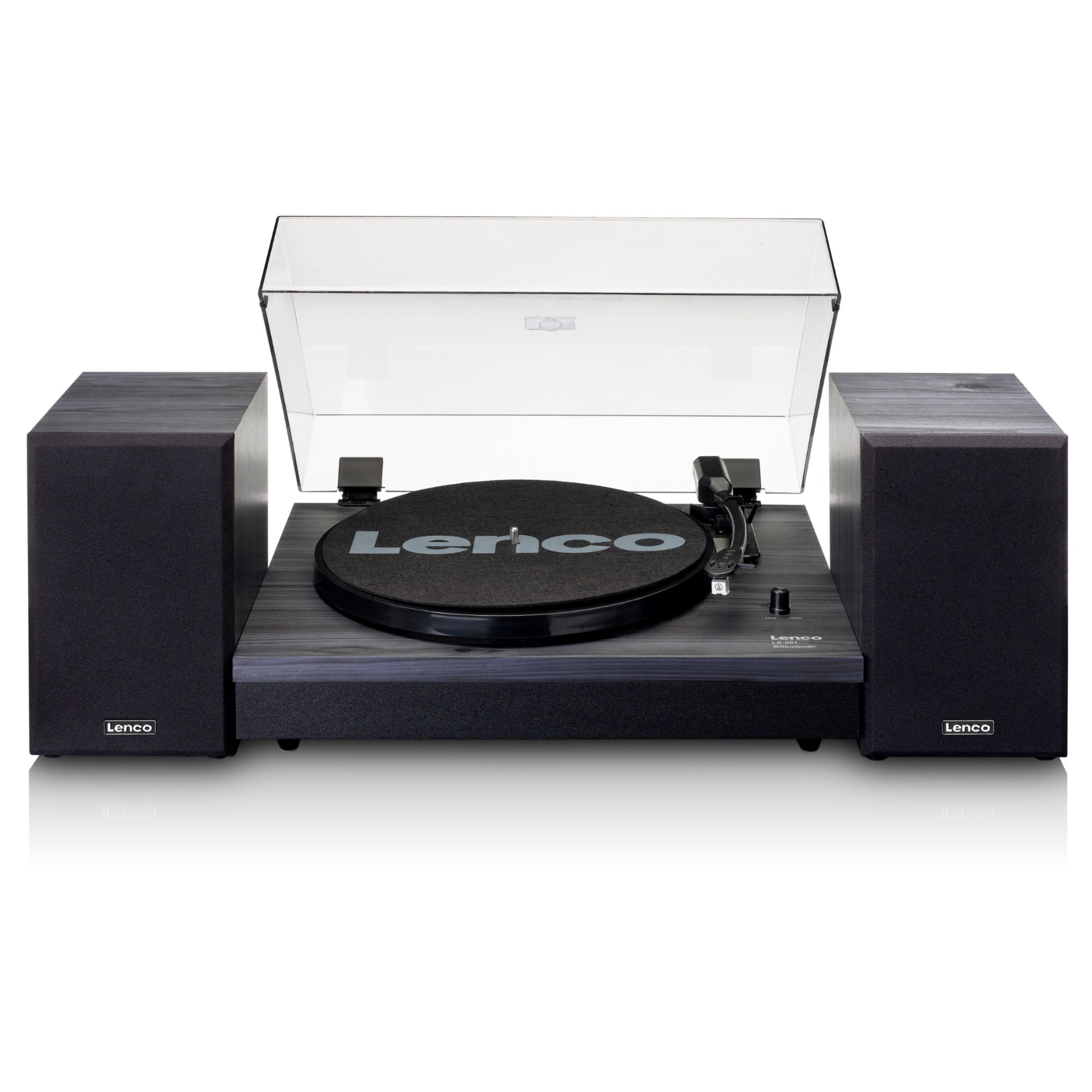 Lenco LS-301BK - Turntable with Bluetooth and Two External Speakers, Black