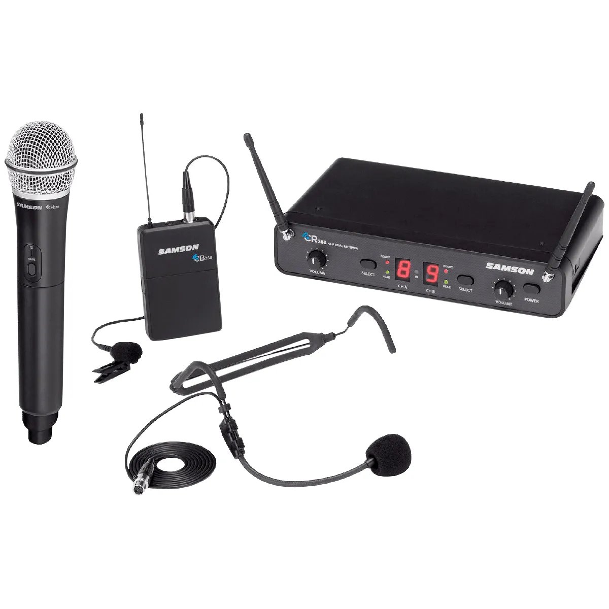 Samson Concert 288M UHF Wireless Microphone System - Handheld and Headset Micros with Dual Antennas
