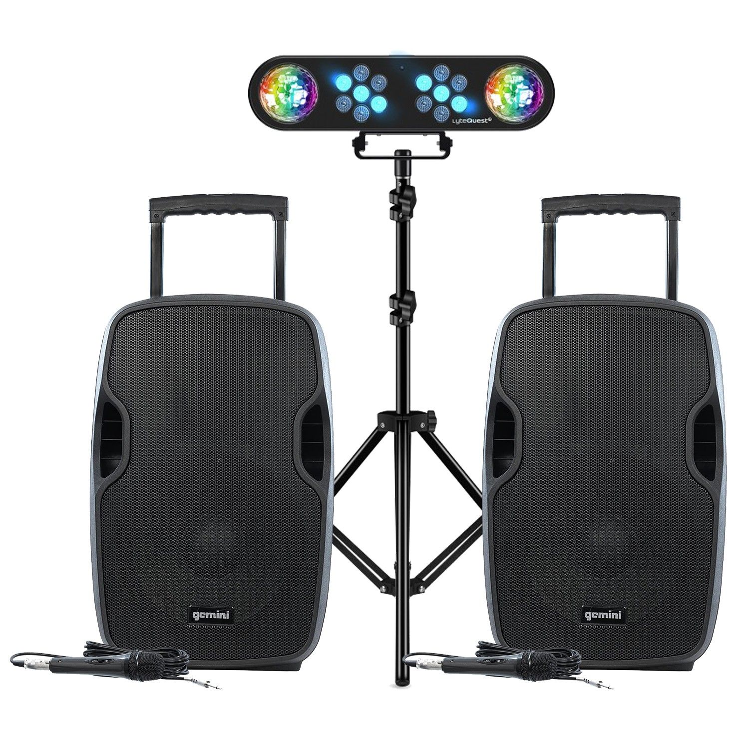 Gemini AS-12TOGO Active Speaker System with Bluetooth and FM, Rainbow Lights Kit