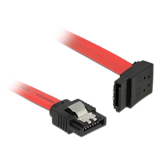 Delock SATA Cable - 20cm, Locked, Left Angle Connector, Red
