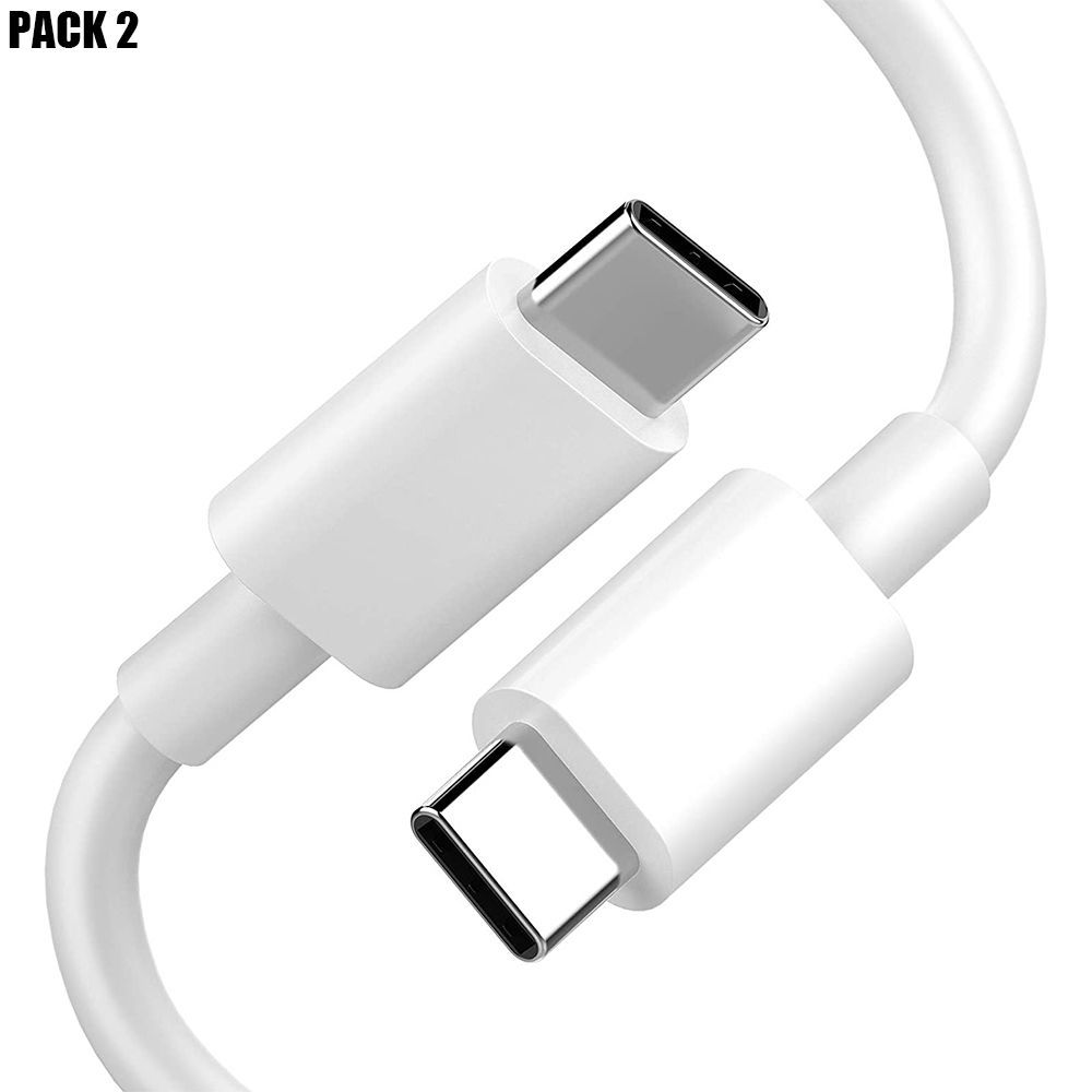 Câble USB-C vers USB-C pour iPhone 16 - Blanc 1M - Lot de 2