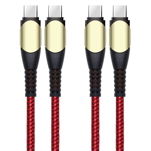 2 Câbles de Charge USB-C vers USB-C en Nylon Rouge 1 Mètre - 60W - Compatible iPhone 16, 16 Plus, 16 Pro, 16 Pro Max