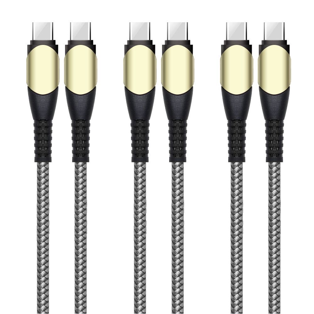 E.F.Connection 60W Fast USB-C to USB-C Cables (1M, Nylon, Grey) - iPhone 16 Series Compatible